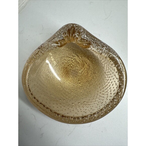 MURANO Bullicante Shell by Flavio Poli Vintage Art Glass Bubble Dish Ashtray - Picture 12 of 16